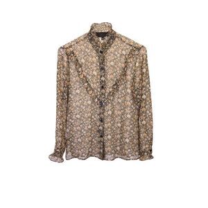 Nili Lotan Marcela Blouse with Ruffle Details in Floral Print Silk